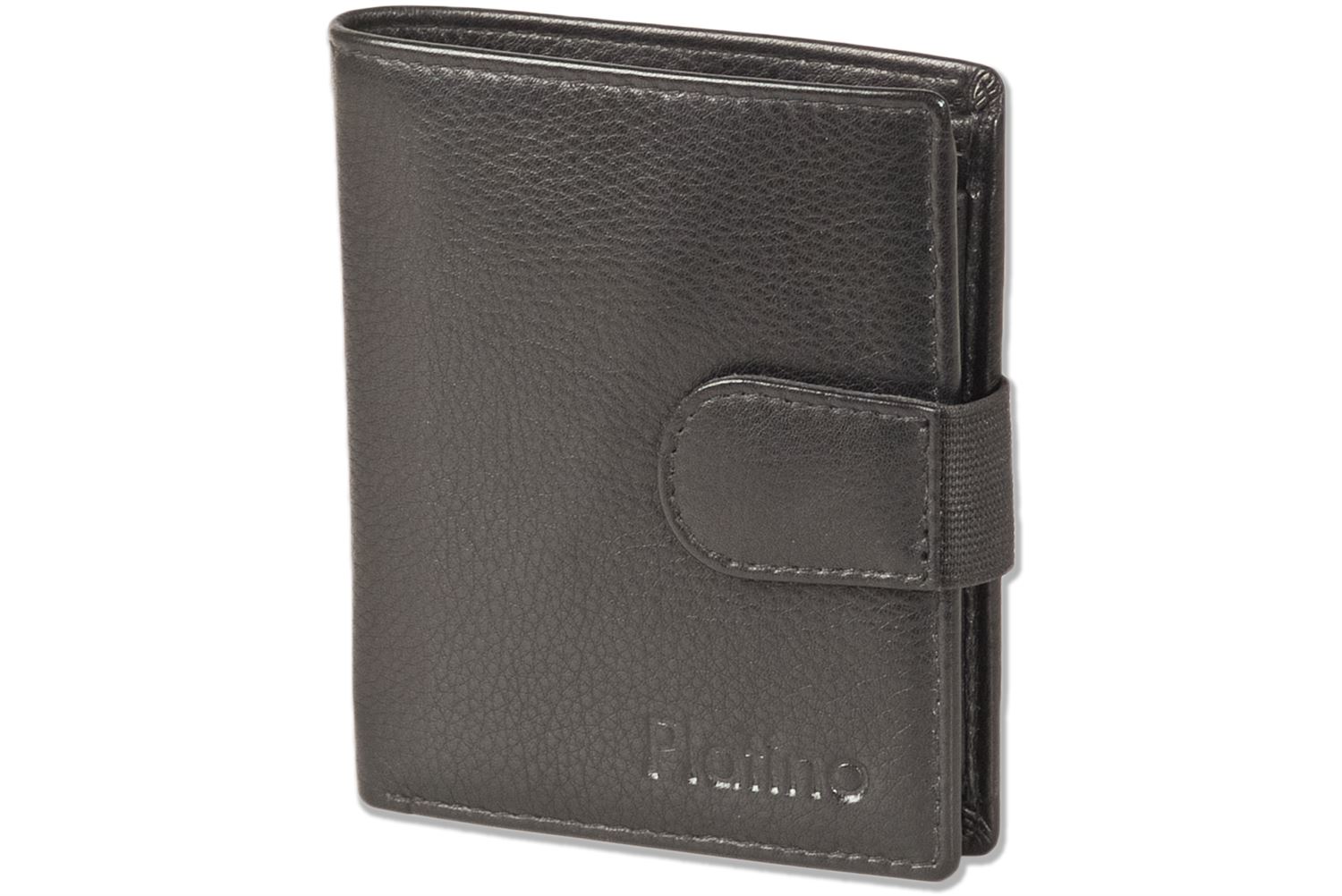 Platino Kompakte Geldbörse mit Außen-Hartgeldfach aus feinstem Leder in Schwarz