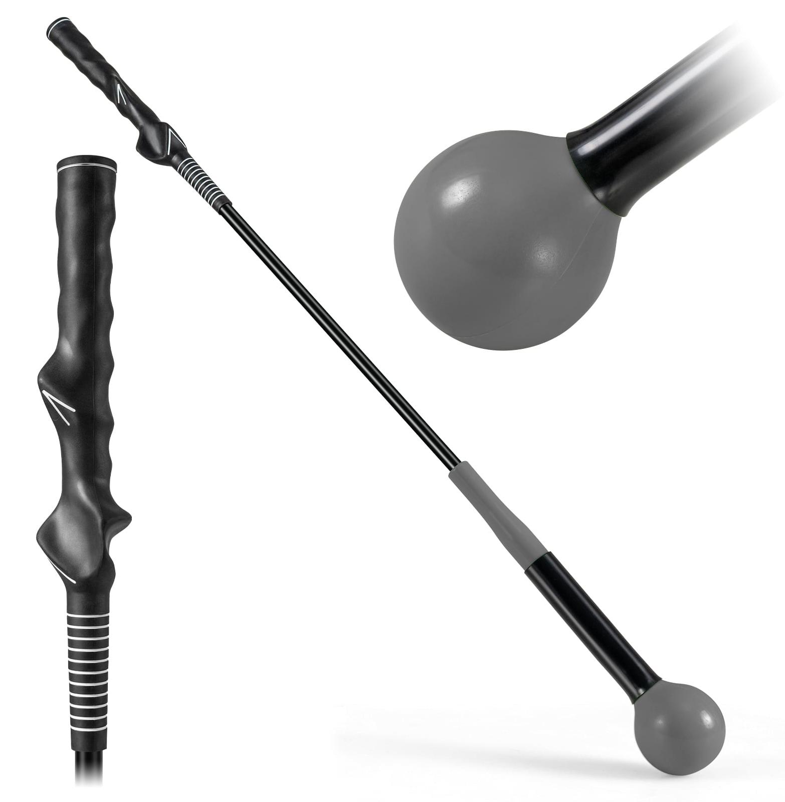 Northix Golfschwungtrainer, 80 cm, beschwerter Kopf, Grau