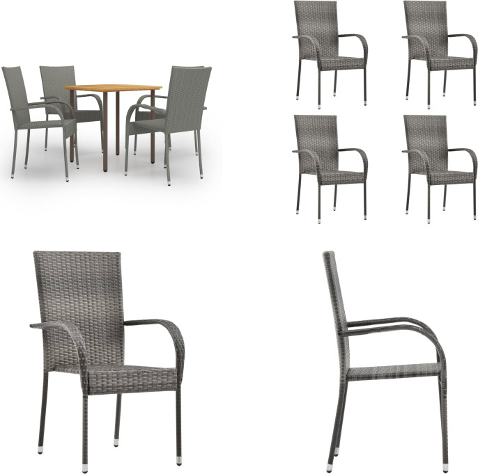 vidaXL 5 ks záhradný jedálenský set poly ratan sivý - Záhradný jedálenský set - Záhradné jedálenské sety - Záhradné sety - Záhradné sety