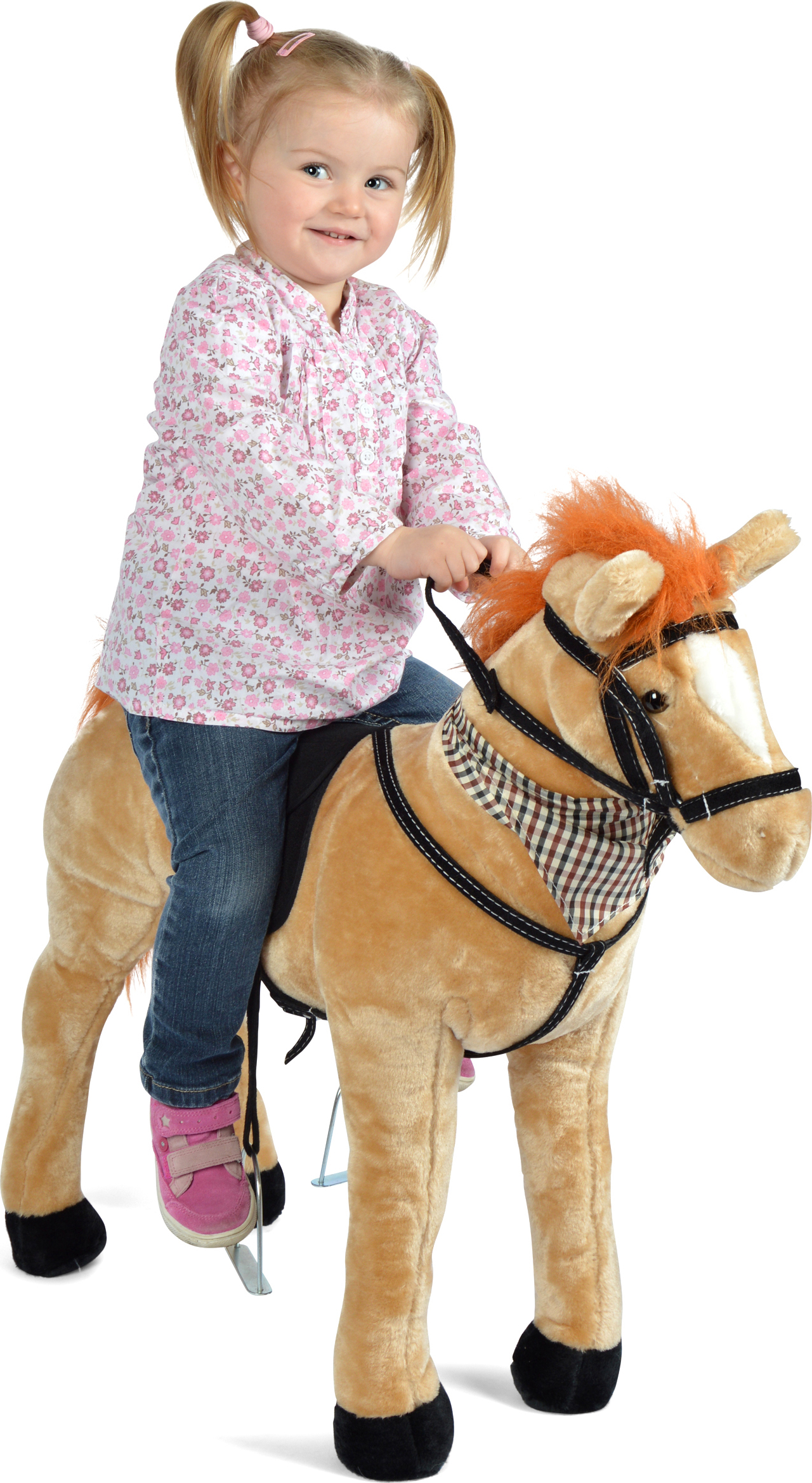 Pink Papaya Stehpferd zum draufsitzen | 75cm Spielpferd zum Reiten | Pferd zum Reiten für Kinder mit Sound | Sattel Pferd - Marie 40032