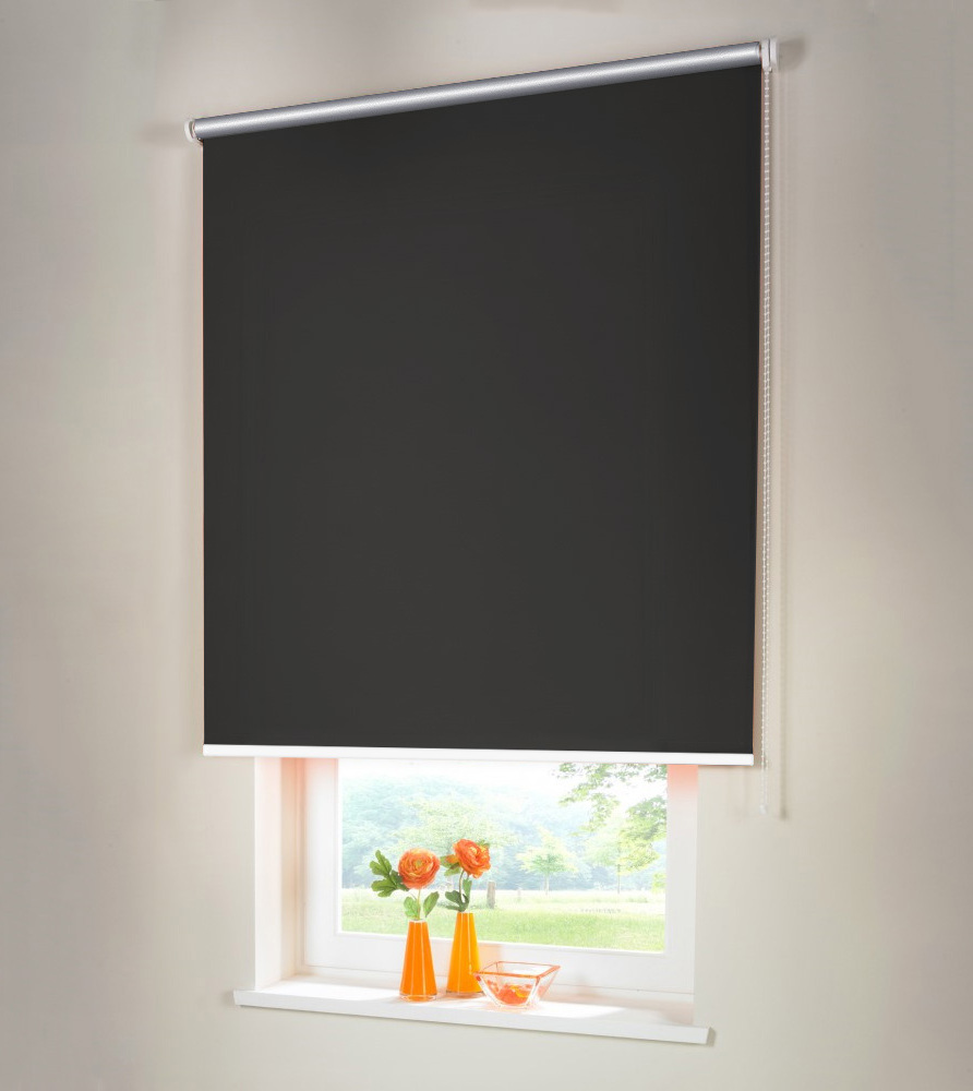 Sonnenschutz-HH Seitenzugrollo Verdunkelungsrollo THERMO 155 x 110 cm dunkelgrau Kettenzugrollo lichtundurchlässig