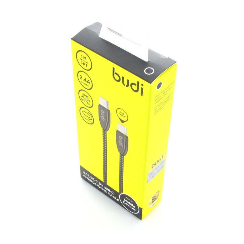 Budi - Kábel USB-C na USB-C, 2,4 A, 1 m (čierny)