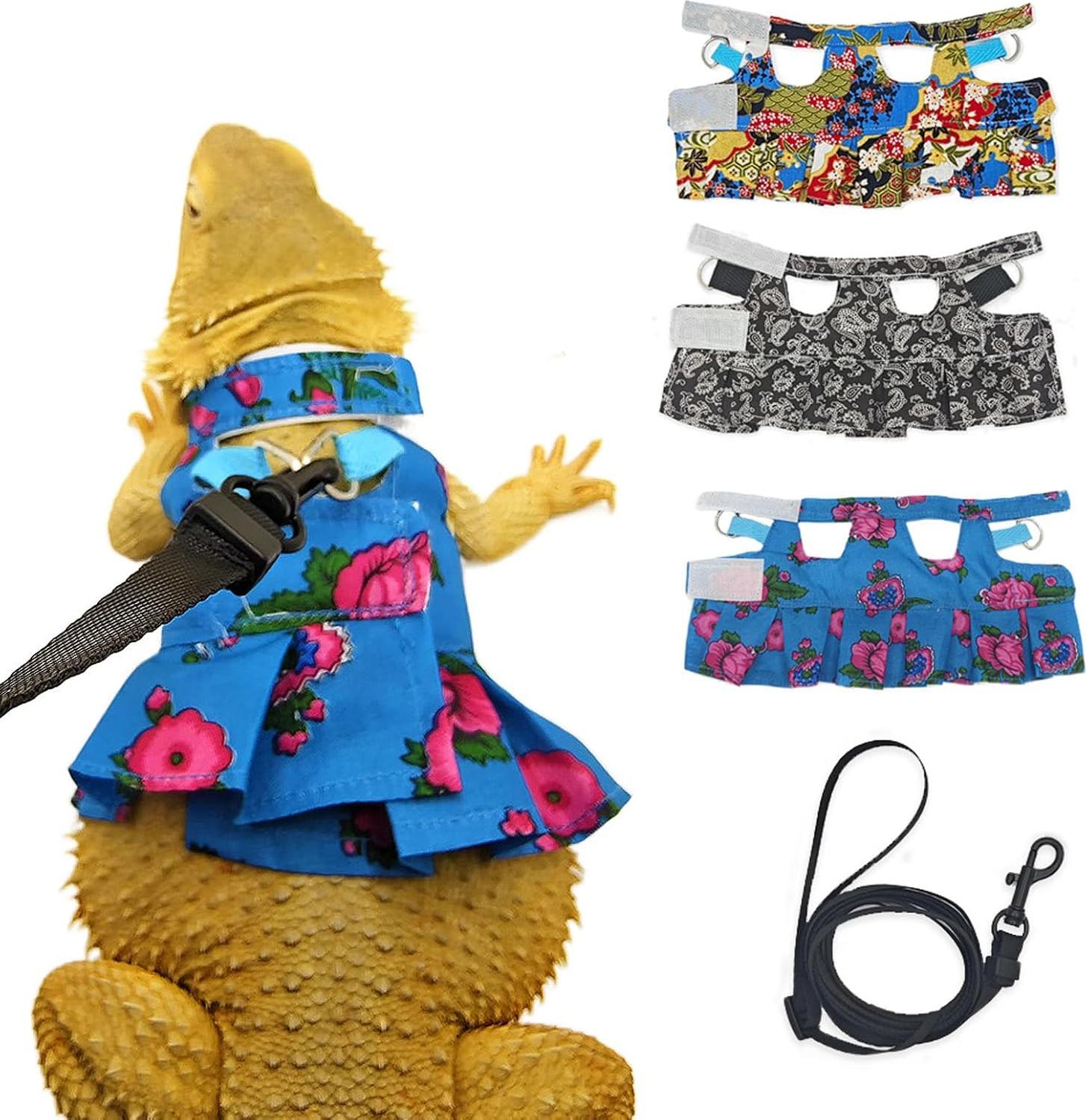 Markenlos 3er-Pack Hagedis Geschirr Kleid und Gürtel Set für Kleine Tiere Blau S - Verstellbar und Anti-Zieh Geschirr mit Suchwort 1 und Suchwort 2