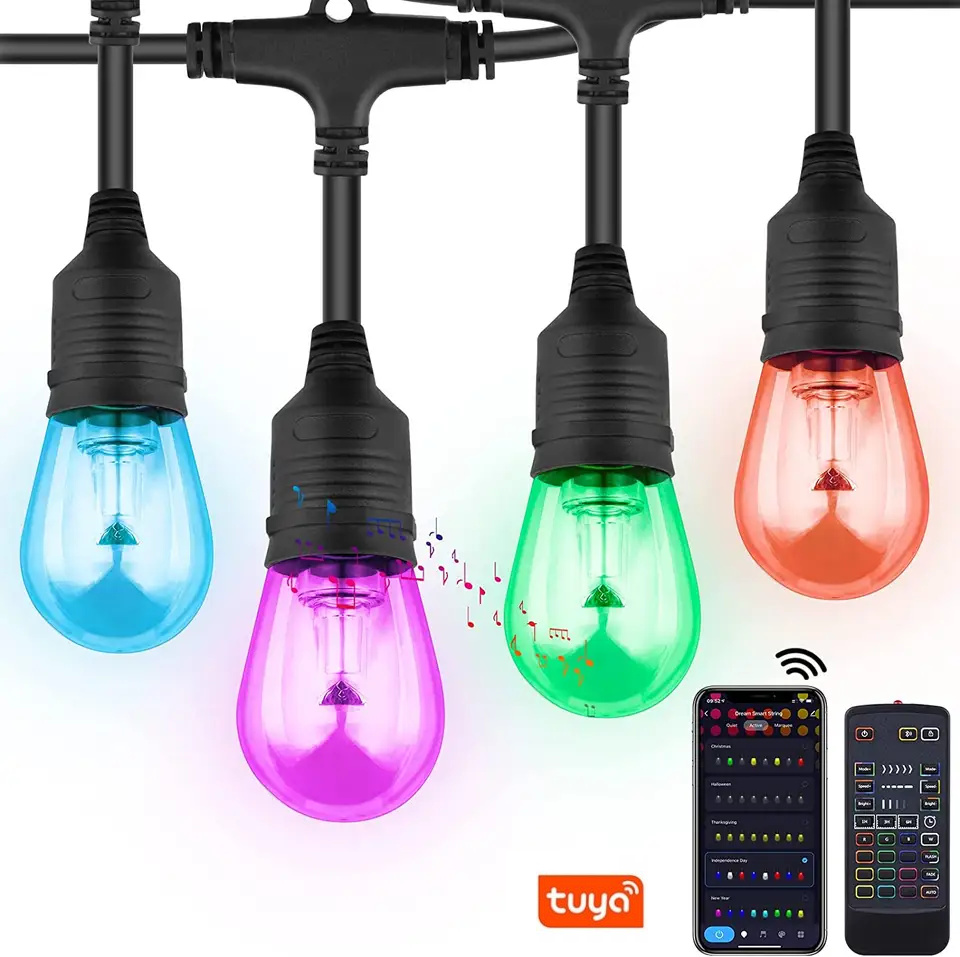 BOT Outdoor smart LED Partykette OSL2 15 Meter Tuya RGBCW WiFi und BT
