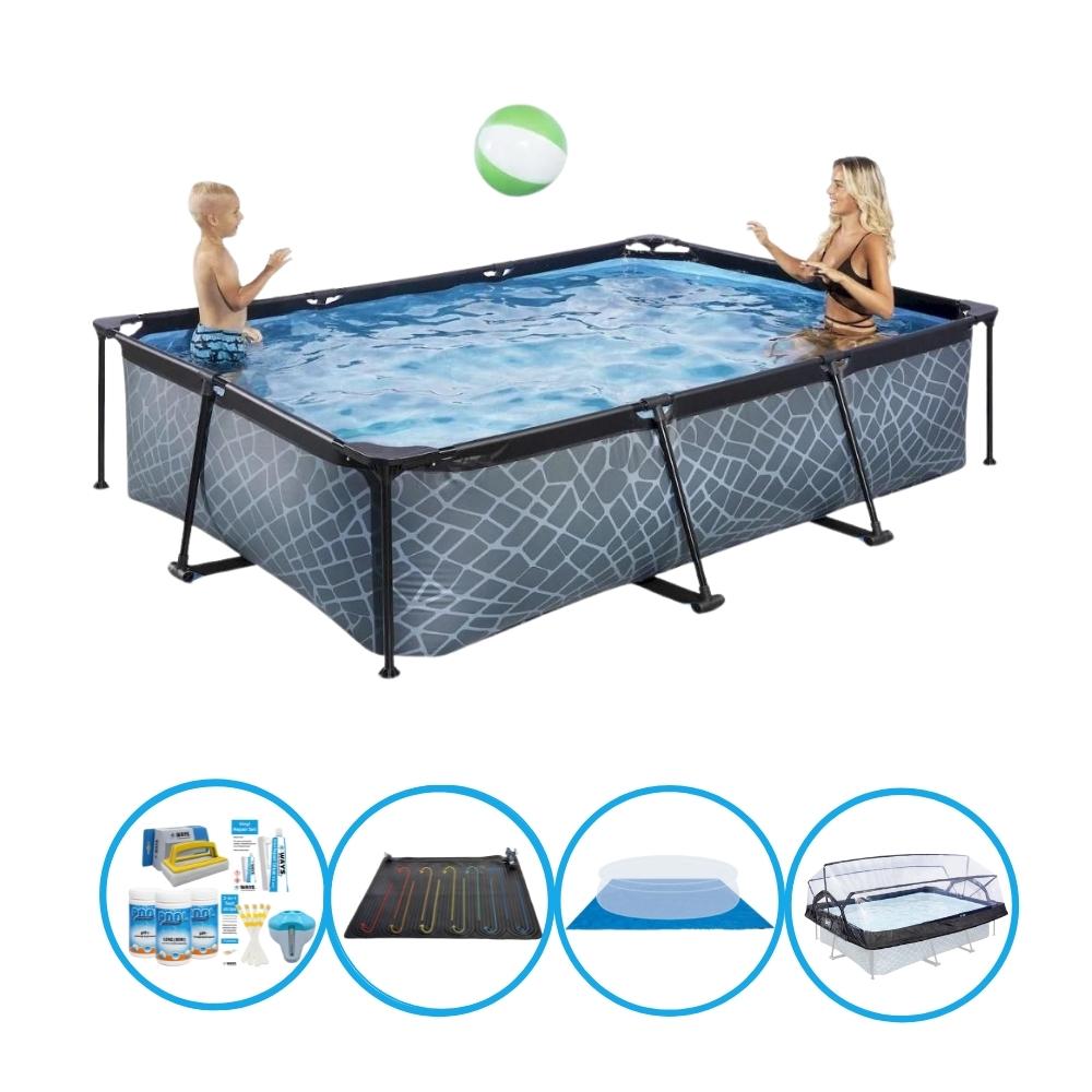 Bazén EXIT Stone Grey - 300x200x65 cm - Rámový bazén - S príslušenstvom