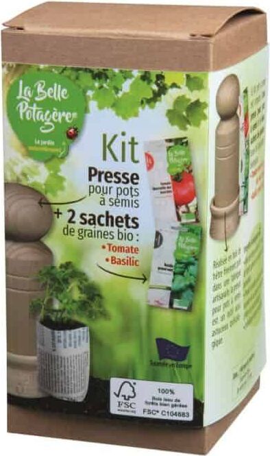 La Belle Potagère Pressensatz für Aussaattöpfe -- Tomate und Basilikum