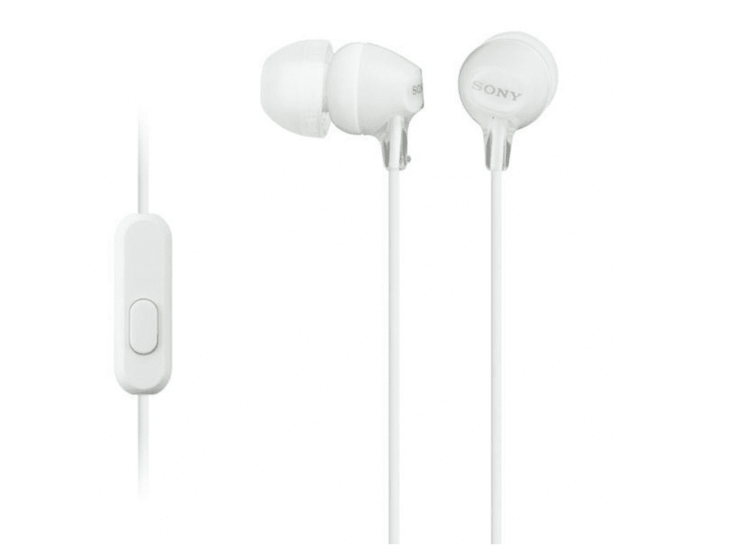 Slúchadlá do uší Sony MDR-EX15AP (s funkciou náhlavnej súpravy, integrovaný mikrofón) biele