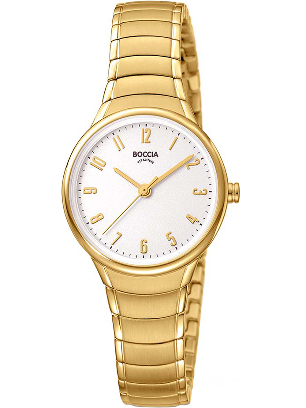 Boccia Uhr Damen Dress 3319-03 Titan, Gold plattiert, Weiß
