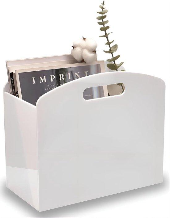 OEM Riokem ® Weißer Zeitschriftenhalter – Zeitschriftenständer, gebogene Acrylablage mit Griffen, moderner Zeitschriftenkorb für Bad, Schlafzimmer, Wohnzimmer und Büro 2026