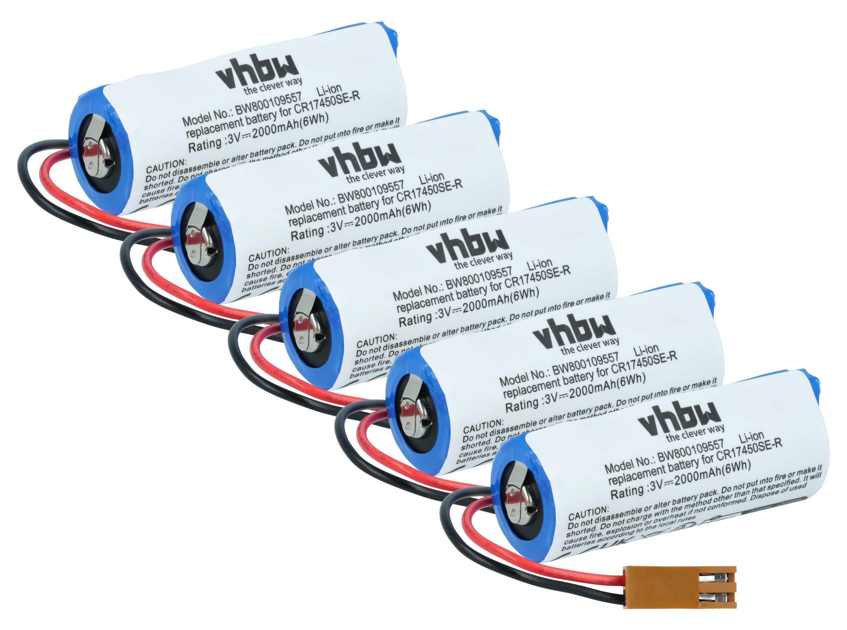 vhbw 5x Akku kompatibel mit Fanuc CNC-Steuerung 16i, CNC-Steuerung 18i, CNC-Steuerung 21i, Alphadrives Steuereinheit (2000 mAh, 3 V, Li-Ion) 183613961