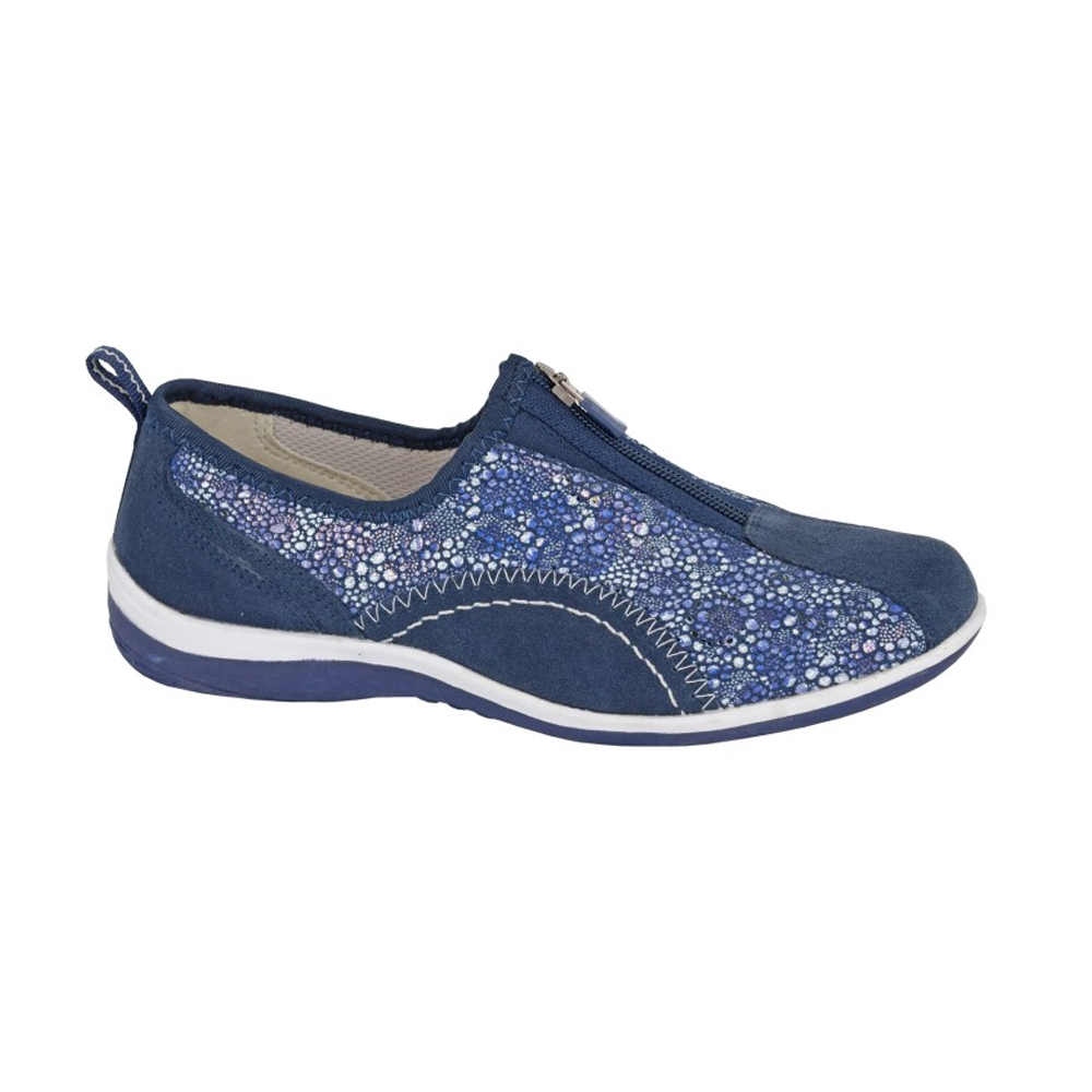 Boulevard - Dámska voľnočasová obuv "Leisure", semiš DF2400 (42 EU) (Navy blue)