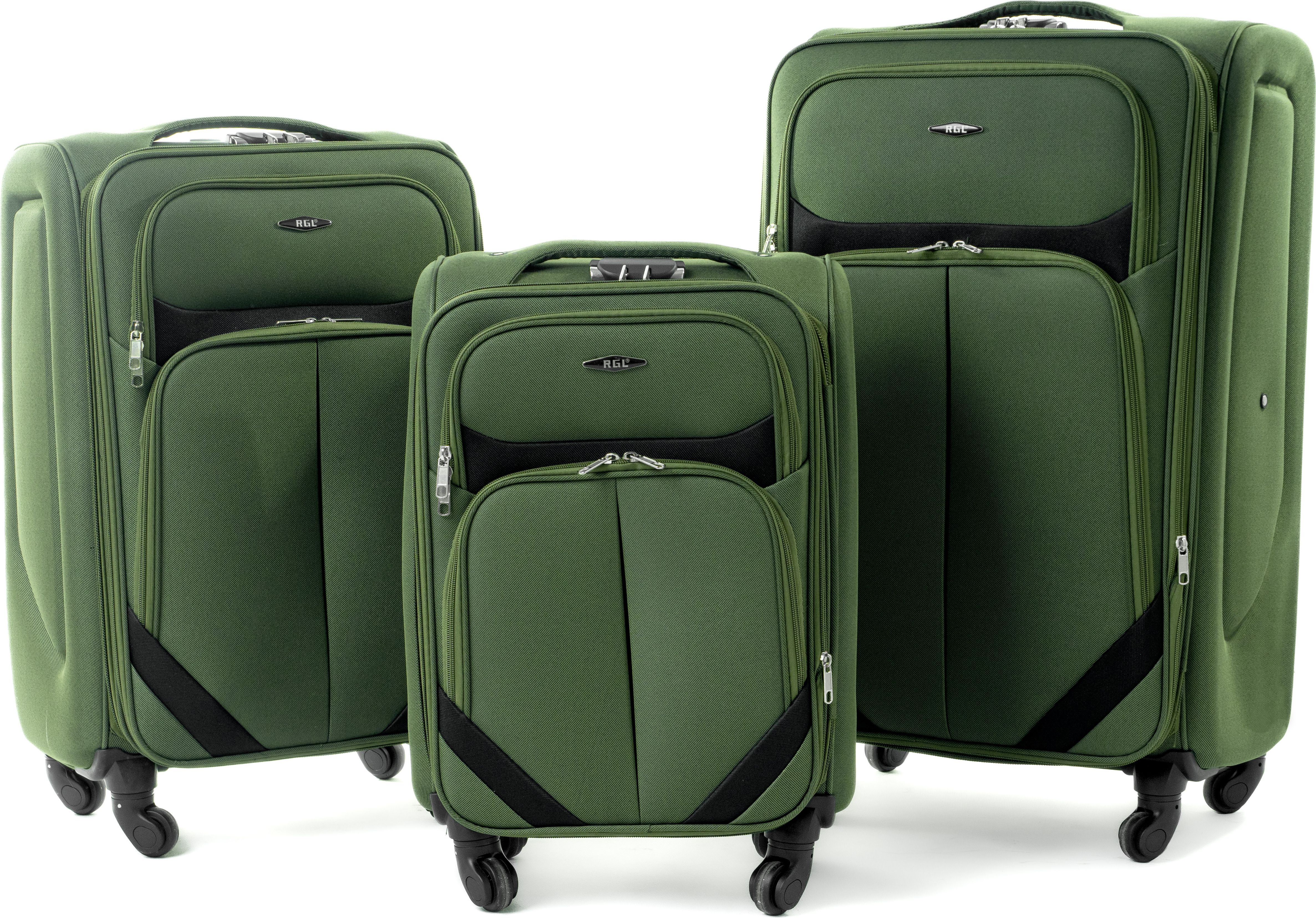 RGL S-010 Kofferset Reisekofferset Stoff 3in1 Koffer Set 3tlg XXL XL L Farbe: Khaki