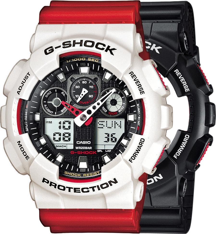 Zegarek Casio G-Shock SET GA-100-1A4ER + BEZEL 10395292 + PASEK 10395226 20BAR
