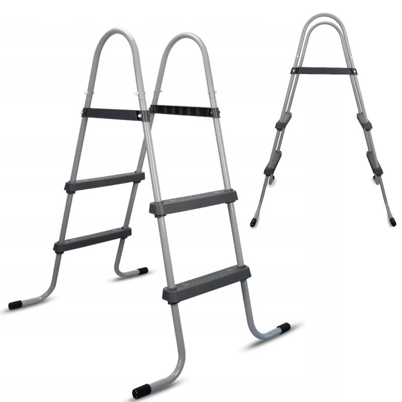HW SYSTEM Metallleiter für Schwimmbäder, bis zu 84 cm Höhe, doppelseitig