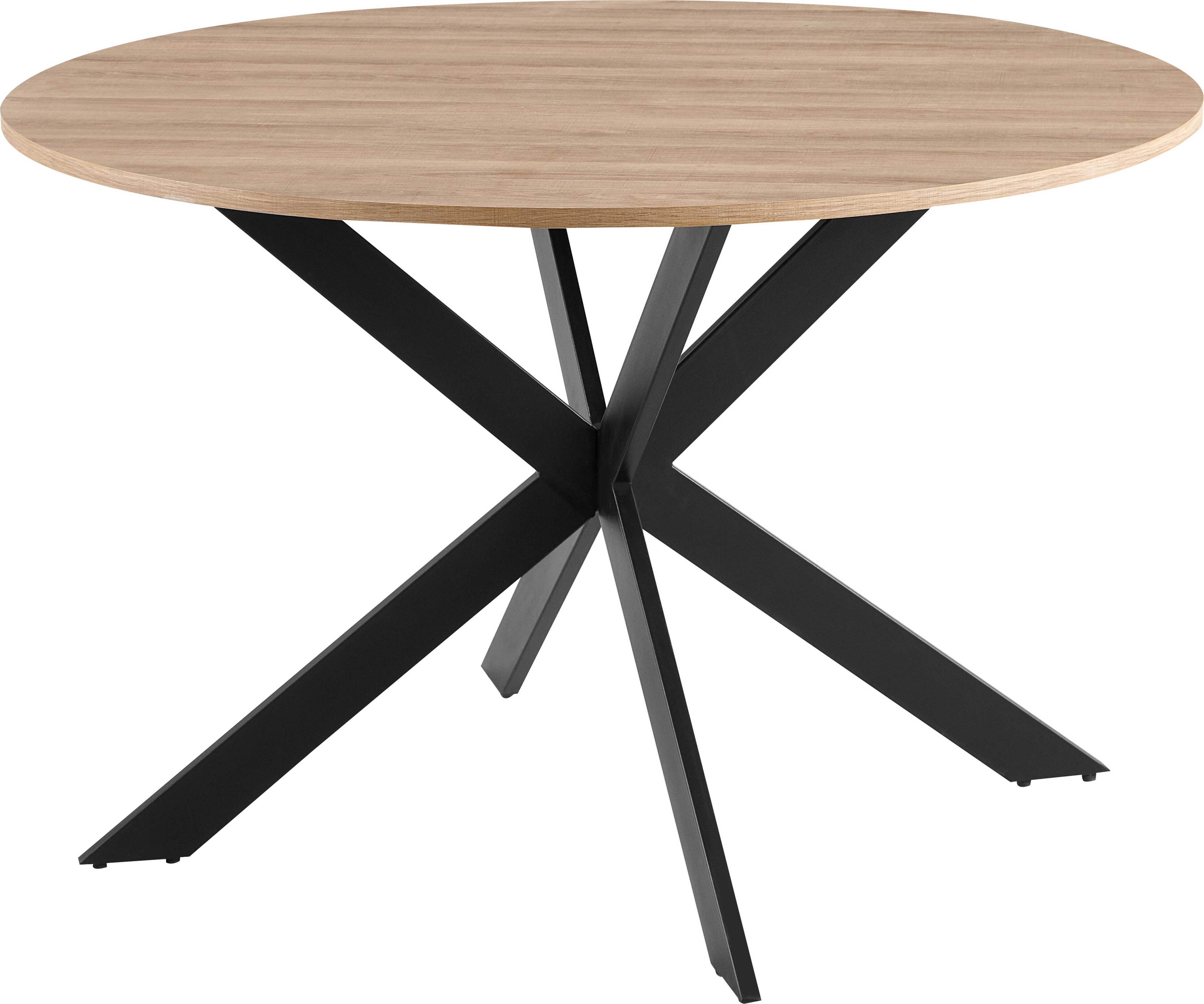Runder Esstisch aus MDF und schwarzem Aluminium und Holz - Oviala Marcia 113356
