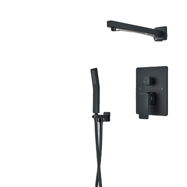 Badezimmer Duscharmatur, matt-schwarze Oberfläche, LED-Regenduschkopf