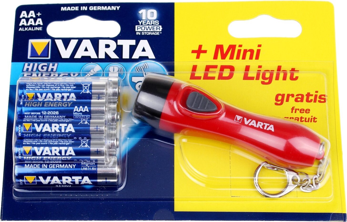 Varta High Energy, Einwegbatterie, AA, Alkali, 1,5 V, 8 Stück(e), Blau, Metallisch 92400 121 812