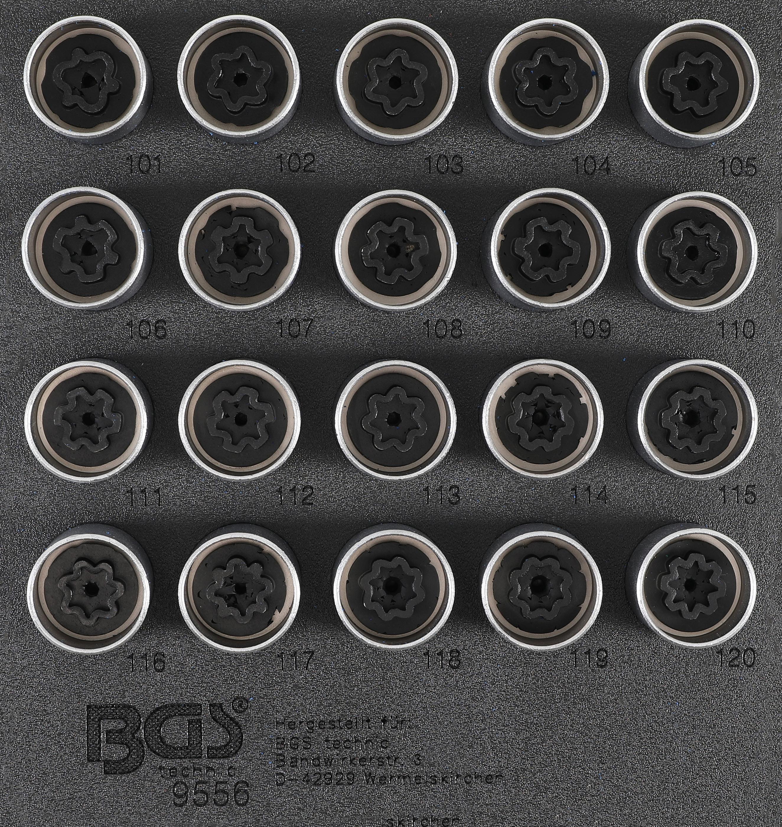BGS technic Tool Tray 1/6: Rim Lock Socket Set for Opel / Vauxhall (Version A), 2520 mm, 2,52 kg 9556