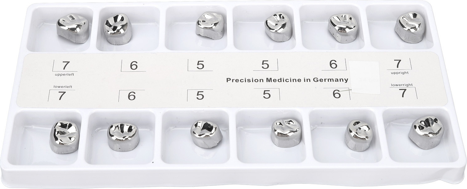 Cocosity 12pcs Dental Molar Metallkronen Edelstahl Wiederherstellung Kau-Funktion Dental Molar Metallkronen für Erwachsene