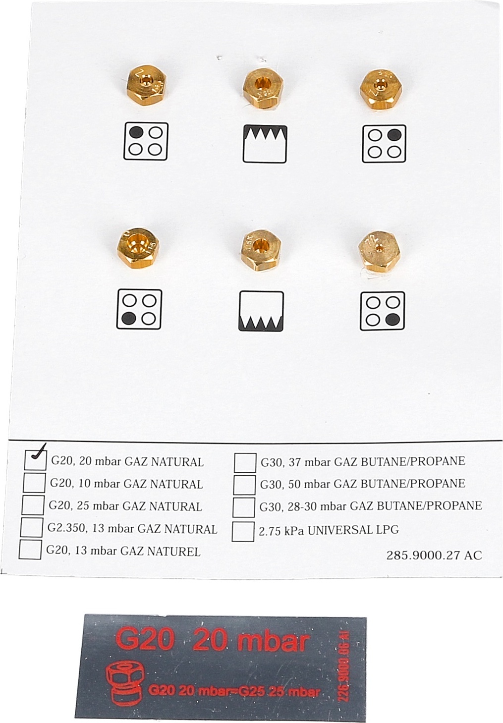 Arçelik A. Düsen G20-20 für Kochstellen Oberhitze Unterhitze beko 4431910060 für Gaskochfeld Gasherd 6Stk