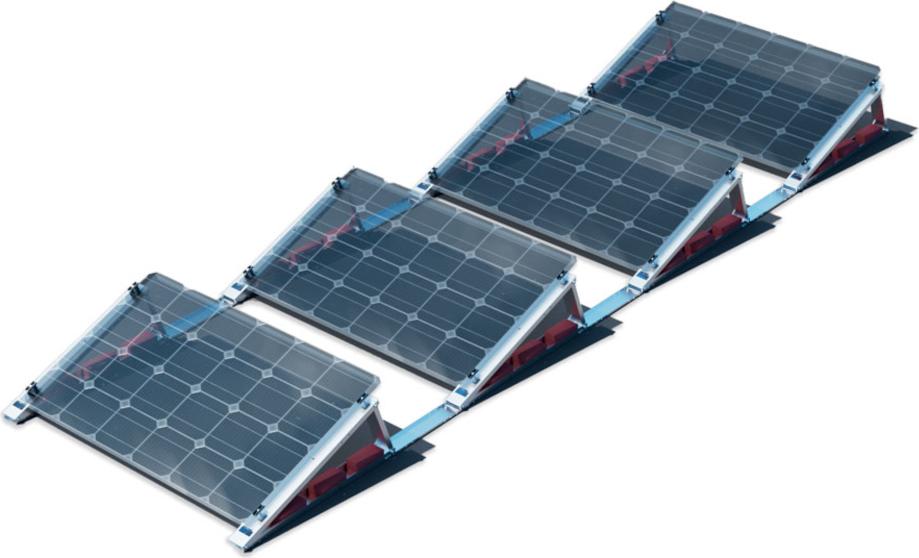 venturama-Solar FlatFlex Flachdach-Aufständerung Set für 4 PV-Module hintereinander