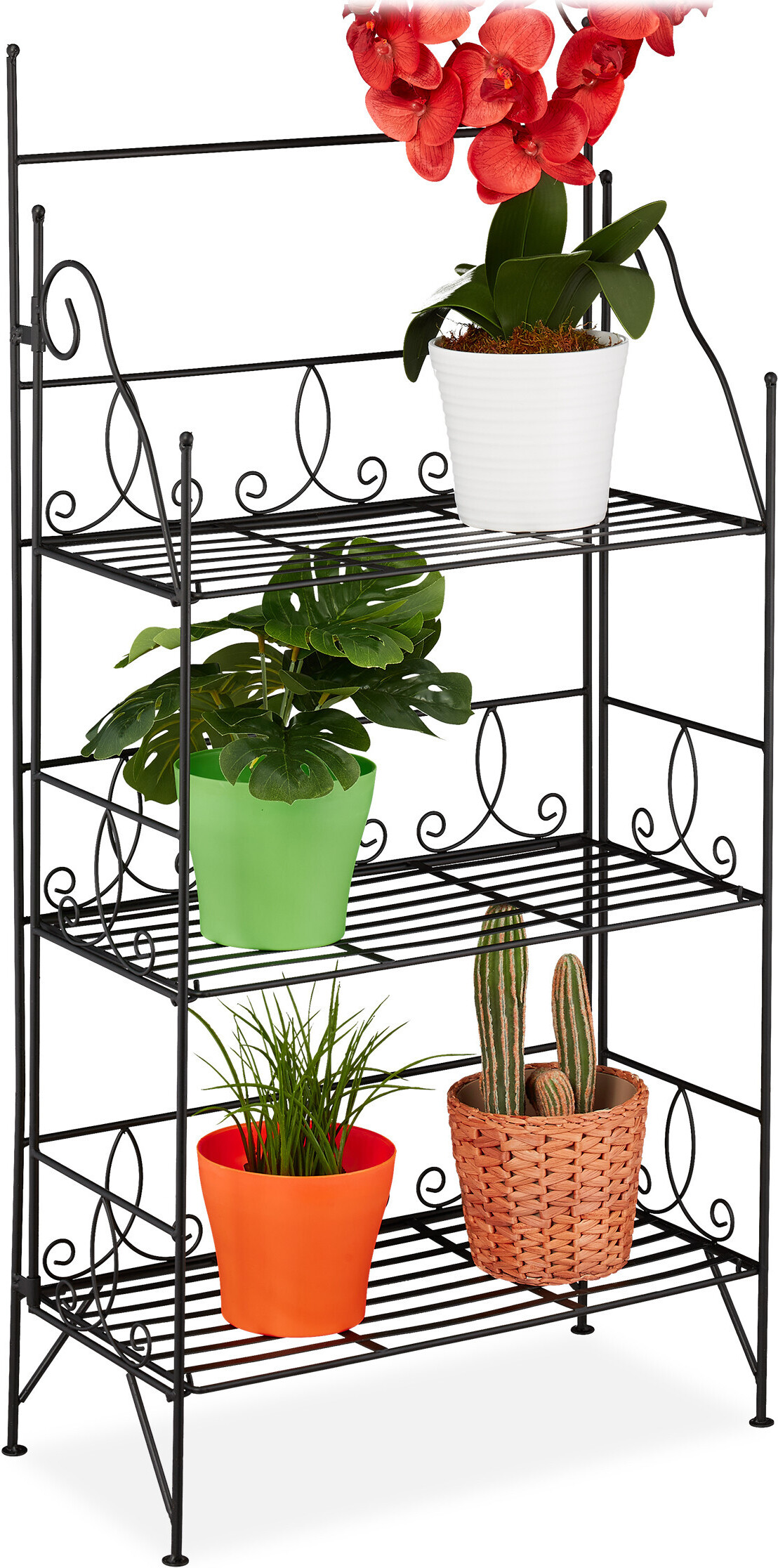 DanDiBo Sgabello Per Fiori In Metallo Nero, Rotondo, 50-70 Cm, Tavolino Da Tavolo 96316 Con