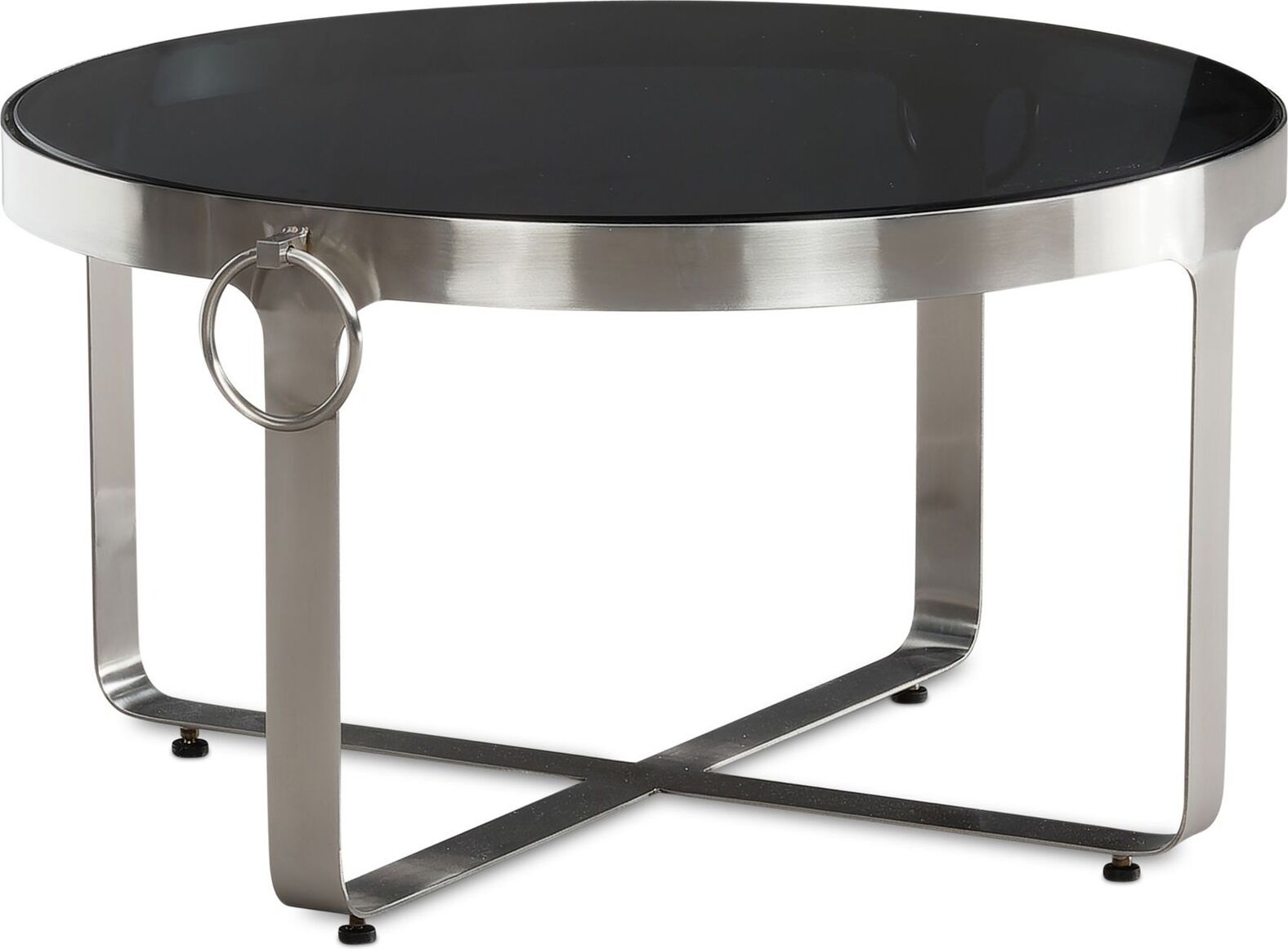 Manahee Design | Couchtisch Glas Metall | Schwarz und Silber | 60x60x34 cm A114361