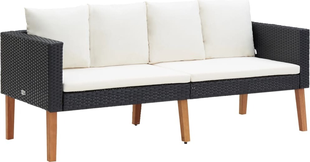 SYFAX 2-Sitzer-Gartensofa mit Auflagen Poly Rattan Schwarz Image