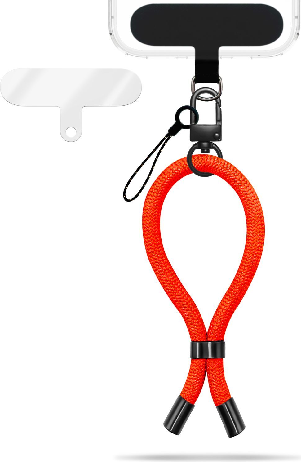 Wristy Edition - univerzálna retiazka na mobilný telefón - remienok na zápästie s kovovou karabínkou - Orange Energy