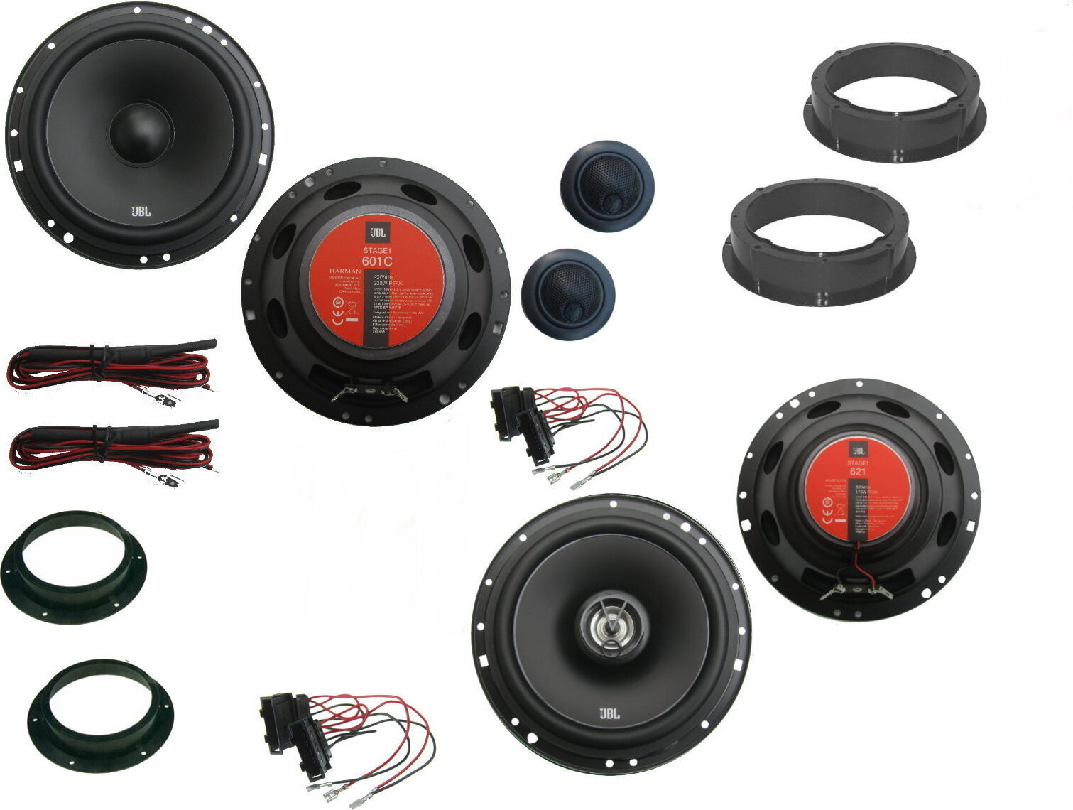 DSX JBL Lautsprecher Set für VW Tiguan 5N AD1 Bj 07-15 Tür vorne hinten 375 Watt jbltiguan601621vohi