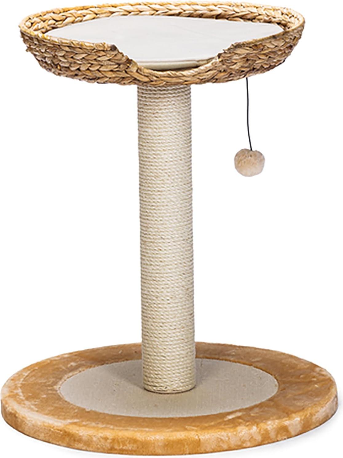 Markenlos Bananenblatt Kratzbaum - 56 x 56 x 685 cm - Beige - Nachhaltiger Kratzbaum mit Sisalstangen Kratzton