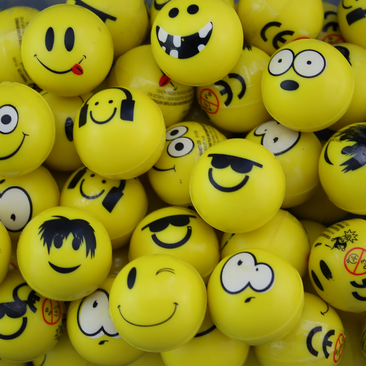 give away Kindergeburtstag Flummy 50 bunt gemischte Smiley Smile Flummis 