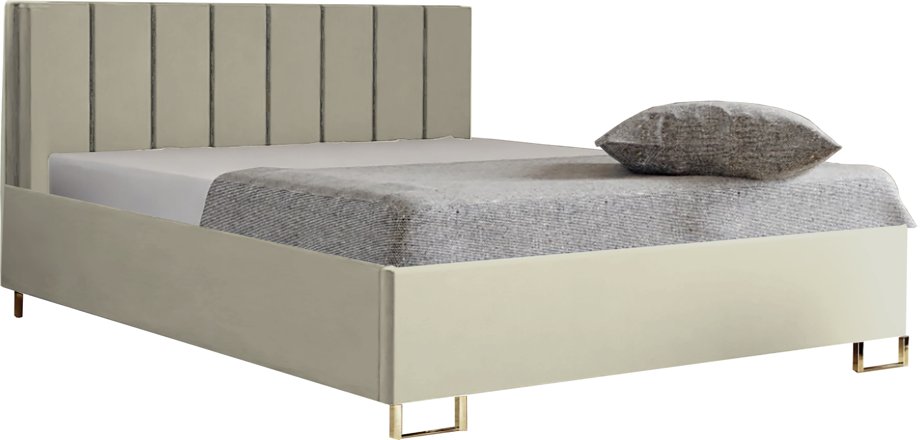 Schlafzimmer-Polsterbett MALIBU, Gepolstertem Kopfteil, Hochwertiger VELUTTO Polsterstoff, Bettkasten mit Gasdruckfeder, Komfortable Betthöhe 39 cm, 160x200 cm Limette