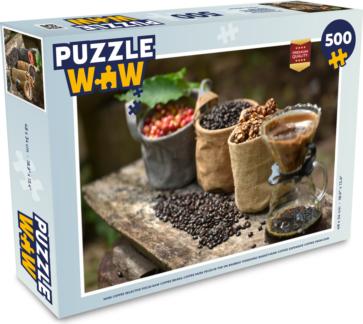 MuchoWow® Puzzle 500 Teile Moschuskaffee Selektiver Fokus Rohkaffeebohnen, Kaffee-Moschus-Fäkalien im - 500 Teile - Kinder - Selberbauen - Puzzlespiele 137|92951979