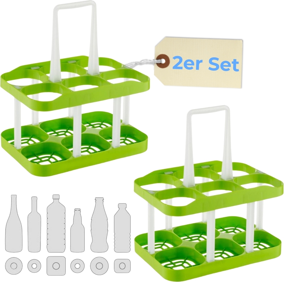 GarPet 2er Set Flaschentasche Flaschenträger 6 Flaschen Flaschenkorb Flaschensammler Flaschenaufbewahrung Flaschenkörbe & -Träger Flaschen Aufbewahrung