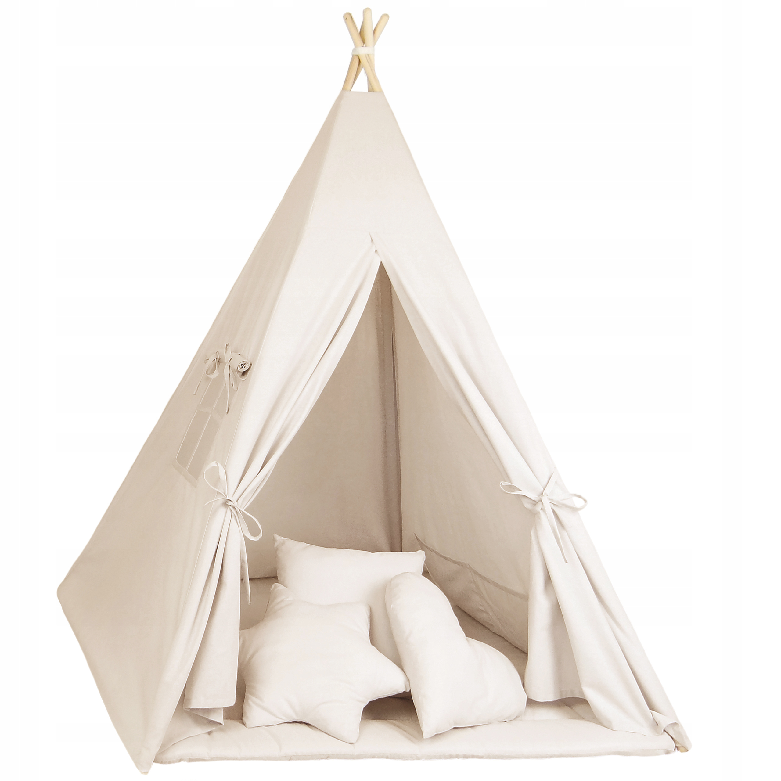 Faltbares Spielzelt Canvas Tipi Kinderzelte für Mädchen & Jungen einzigartigem Verstärkungsteil Weiß Tipi-Zelt für Kinder Indoor-Zelte mit Matte Innentasche