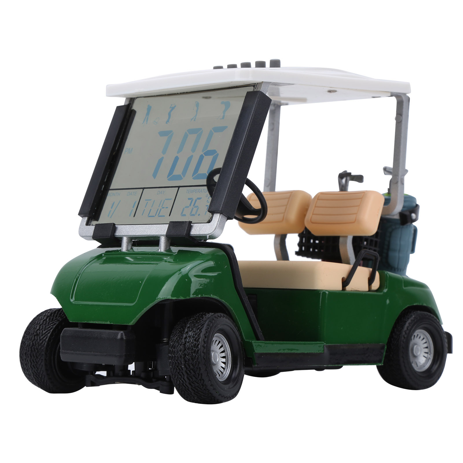 Golfový večný kalendár vozík, mini golfový vozík, golfový darček, golfový večný kalendár Club Car, miniatúrne hodiny golfového vozíka, golfový klub Car Clock