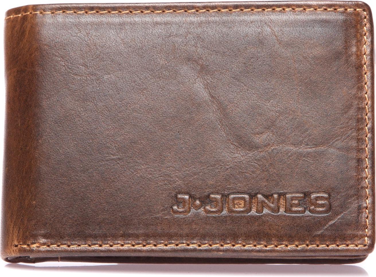 J Jones Herren Geldbörse RFID Echtleder Klein Münzfach Druckknopf Dunkelbraun