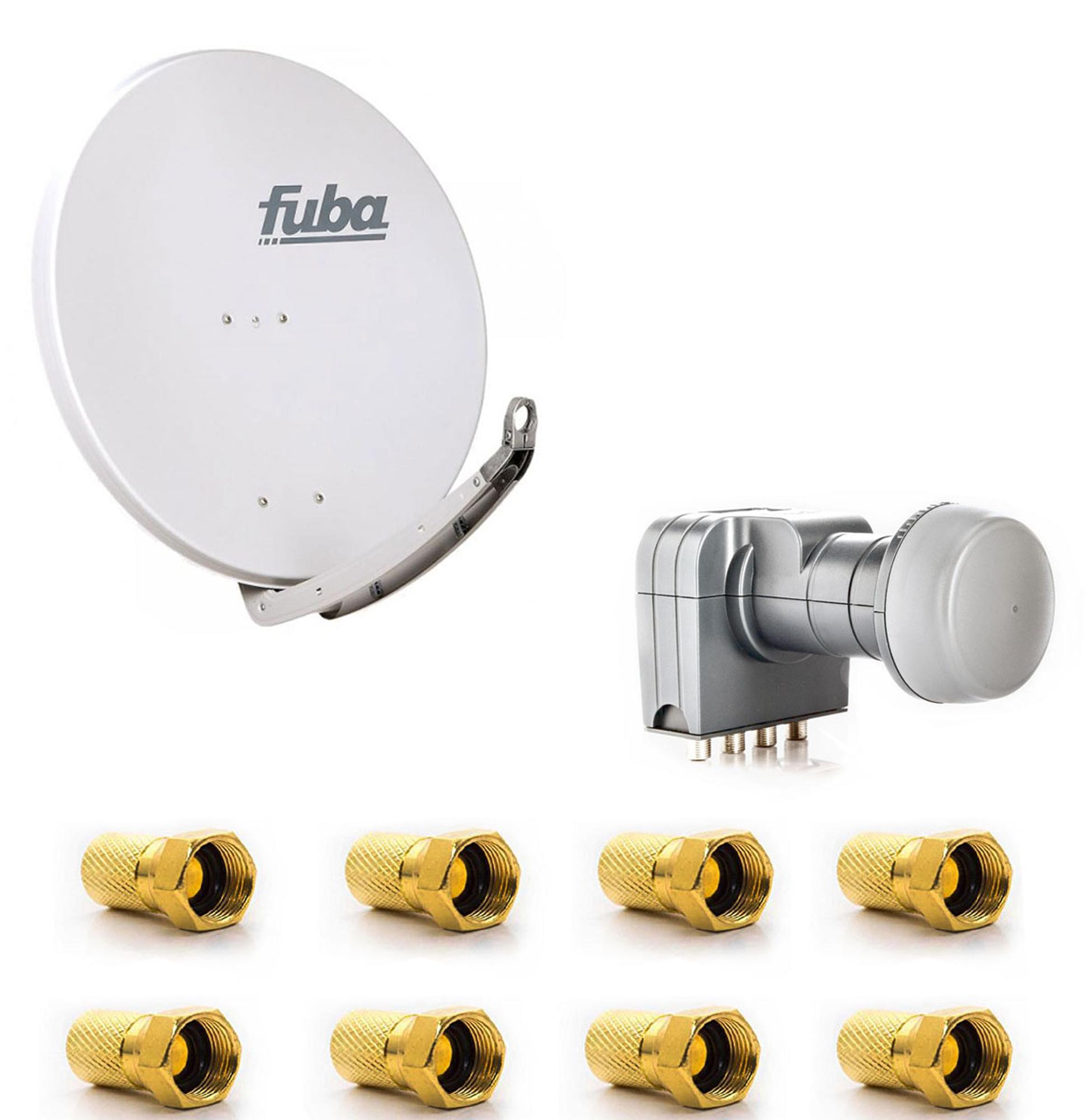 Fuba DAA 850 G Satellitenantenne 85cm Alu Grau DEK 417 Quad LNB 8x F-Stecker