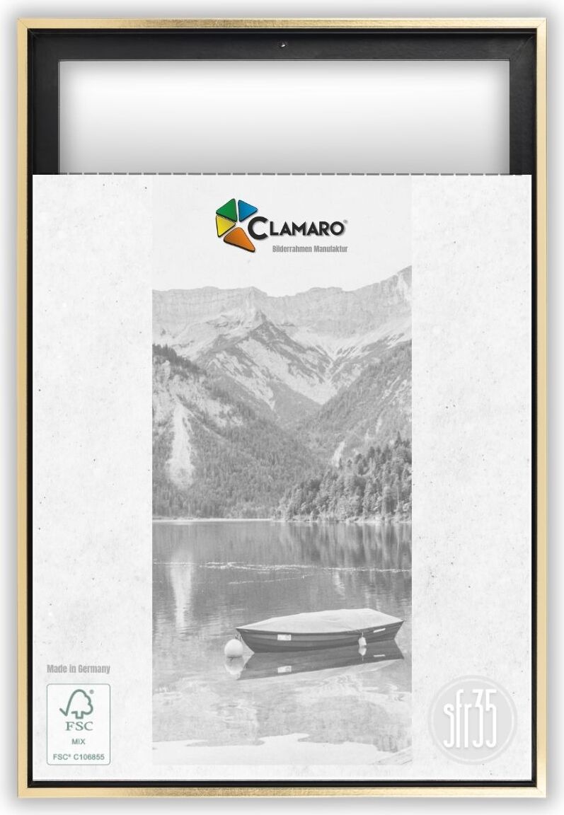 Clamaro Schattenfugenrahmen Keilrahmen Bilderrahmen für Leinwände | Schwarz Gold | ohne Glasscheibe und Rückwand, Größe:98x75 NEW-382840