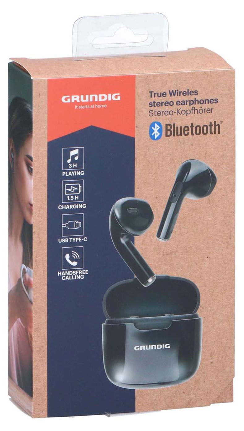 Grundig Bluetooth slúchadlá - In Ear Earbuds 200 mAh - slúchadlá s 3 hodinami prehrávania - bezdrôtové slúchadlá pre hands-free telefonovanie - vrátane nabíjacieho puzdra USBC nabíjací kábel