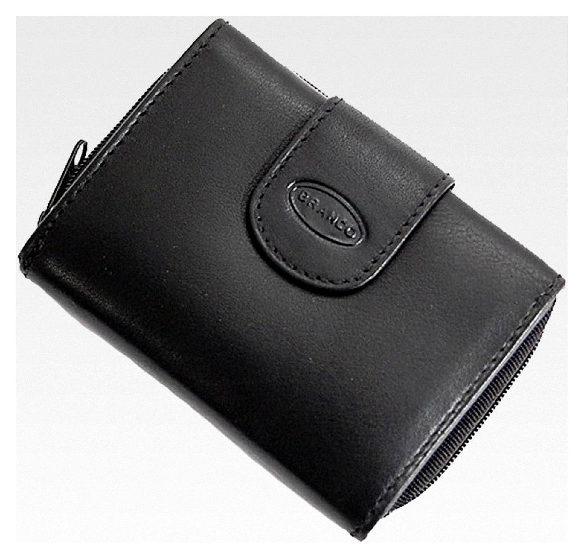 Markenlos Damen Geldbörse aus Leder (Schwarz)