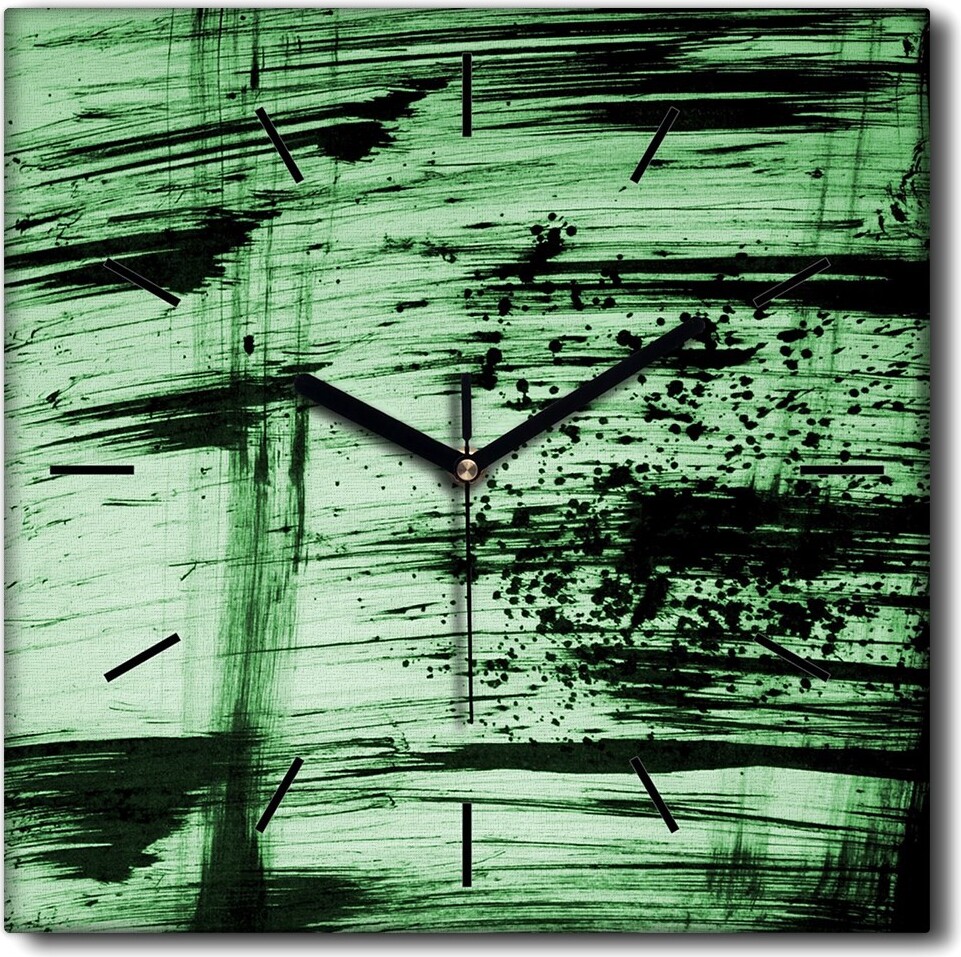 Coloray Uhr auf Leinwand 30x30 cm Wand Uhr Dekoration Wohnzimmer Segeltuch schwarze Hände -Tintenabstraktion zck-30x30-3478310-c
