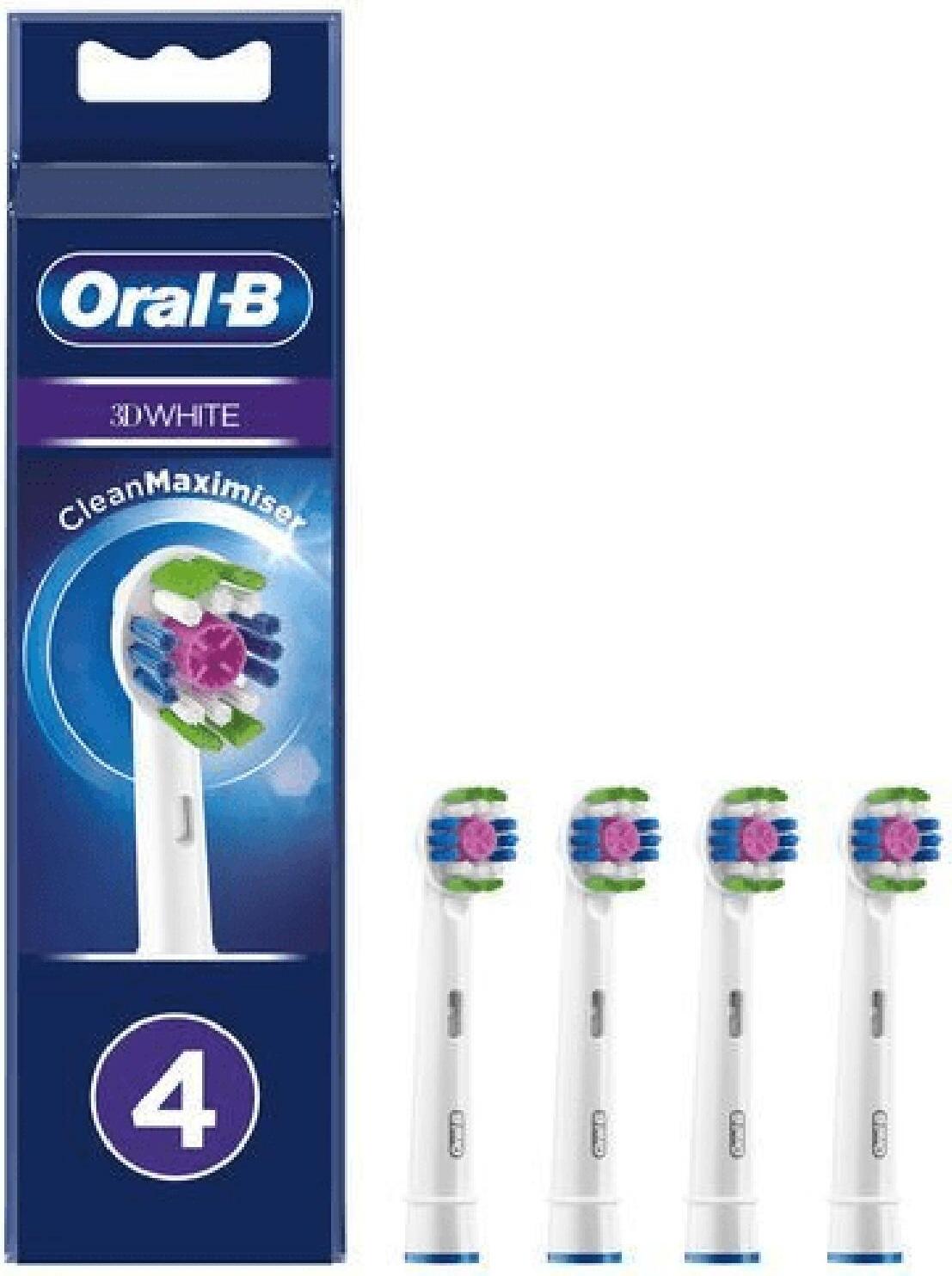 Oral-B 3D White 80339410, 4 kusov, Biela, 3 mesiace, Oral-B, Alle Oral-B-handvatten, behalve Pulsonic en iO., 21,8 g