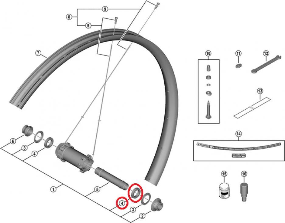 SHIMANO gedichtetes Patronenlager f.WH-M9200 Vorderrad - 17x26, 5mm