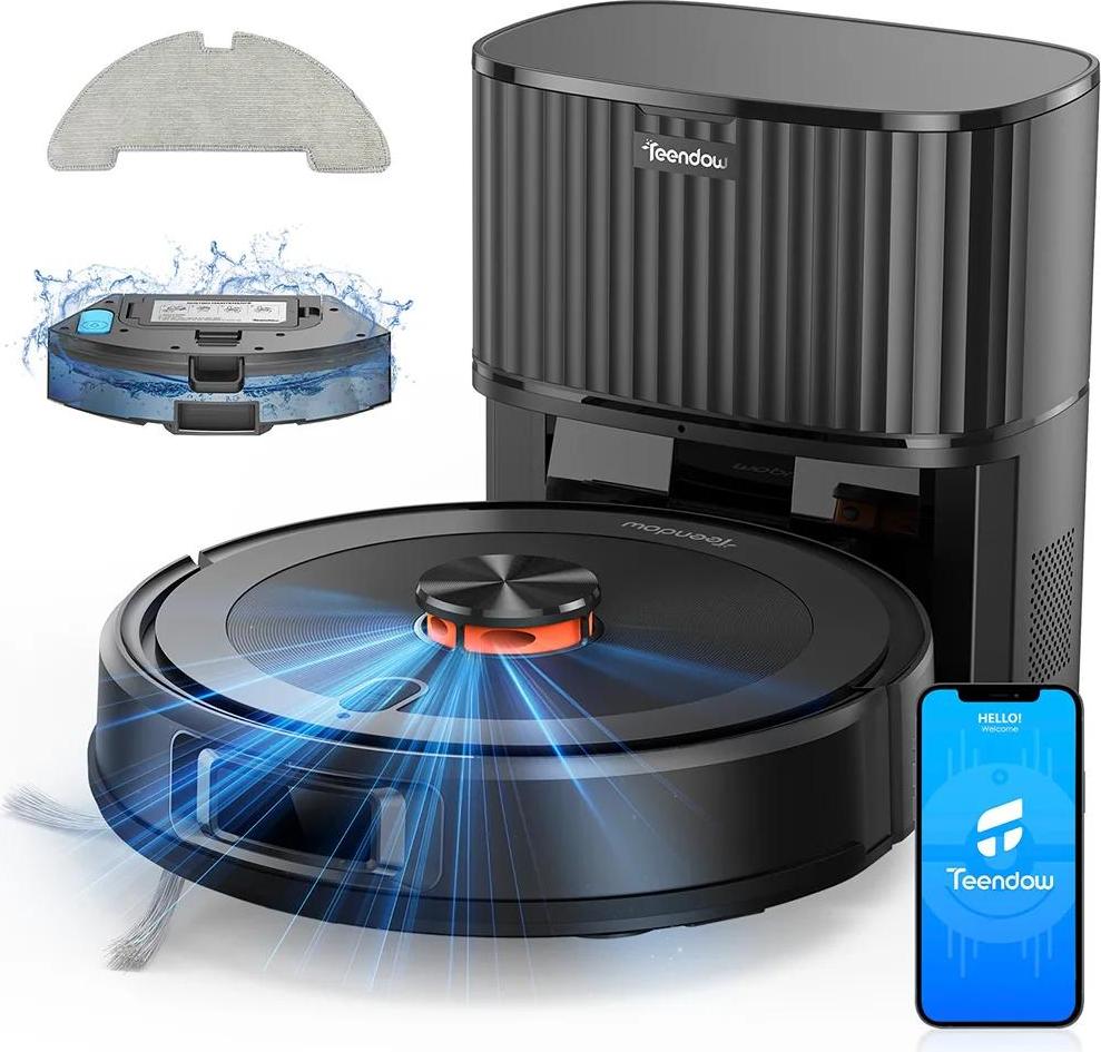 Saugroboter 2-in-1 mit Wischfunktion - D10S Max - 4500Pa Saugkraft - LDS Kartierung - Selbstentleerungsstation 17 kPa 3L - App & Sprachsteuerung - Schwarz