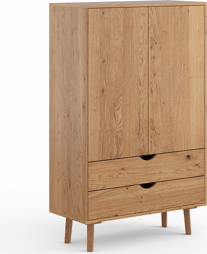 Lomadox Highboard mit 2 Schubladen Eiche massiv SIENA-163 PRHSIM05