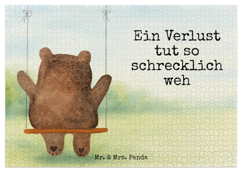 Mr. & Mrs. Panda Puzzle Bär Schaukel Design 1500 Teile - Weiß - Geschenk, Verlust Trauer Trauergeschenk Traurig Trösten Trost Liebeskummer Liebe Verliebt, Puzzlespiel PD-1965826-STANDARD