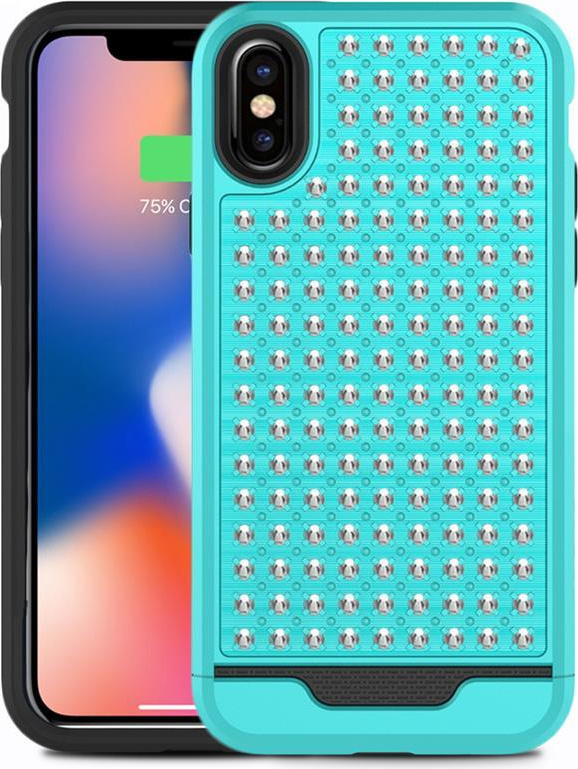 Hybridný kryt Zizo Star Diamond - puzdro na iPhone X (zelený/modrý/čierny).