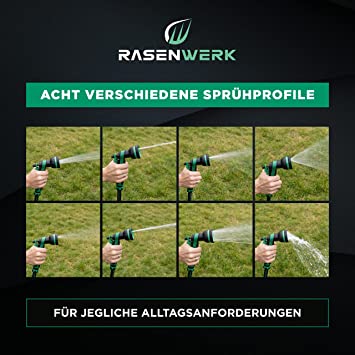 RASENWERK® - Verstellbare Gartenbrause - Wasserbrause für die Garten Bewässerung - Sprühpistole für jegliche Bewässerungsbedürfnisse RWBR01